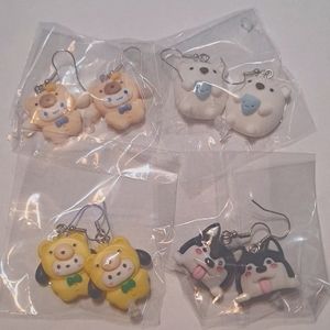 Fashion Kawaii Earrings Set of 4